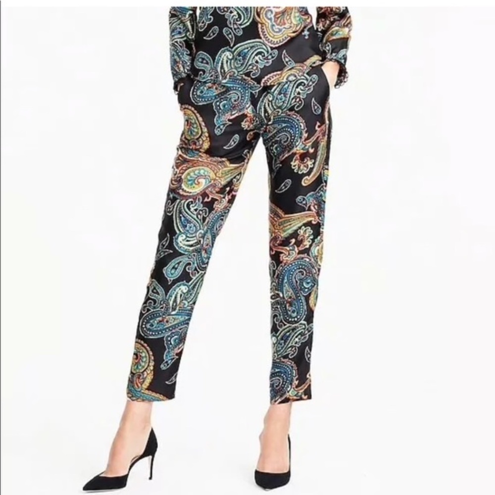 J. Crew Silk Paisley Pull on Pant